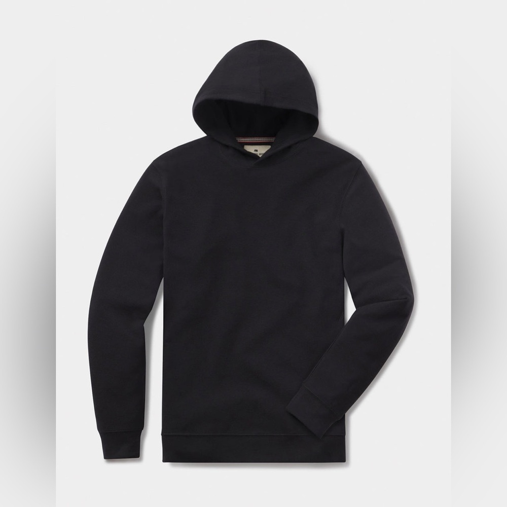 The Normal Brand Men’s Essential Puremeso Hoodie in Black, Size Medium.